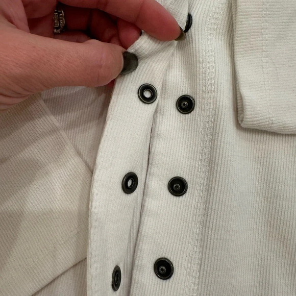 NWT Vintage Havana Cream Snap Front Stretch Ribbed Cropped Sweater - Picture 5 of 5